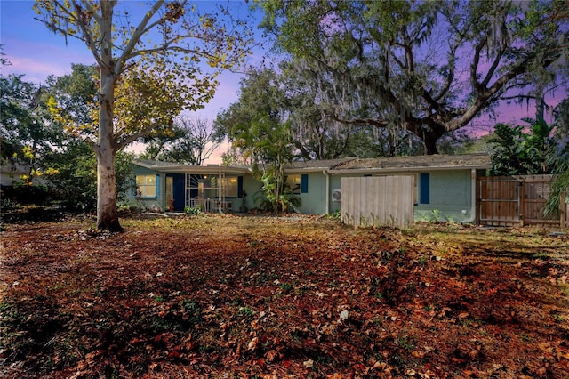 view of single story home