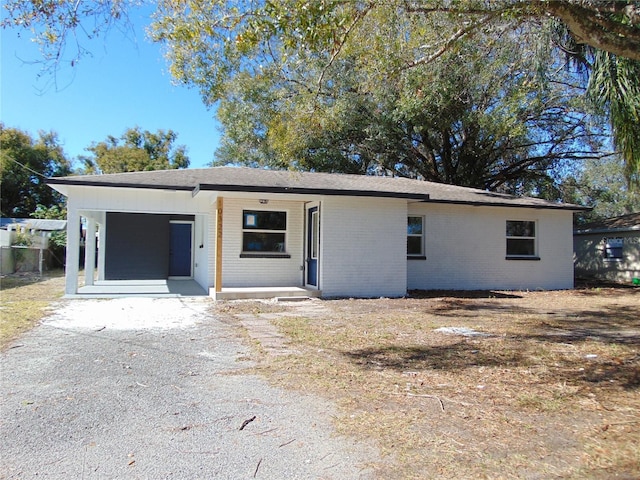 view of single story home