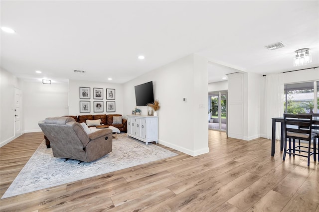 living room featuring light hardwood / wood-style flooring