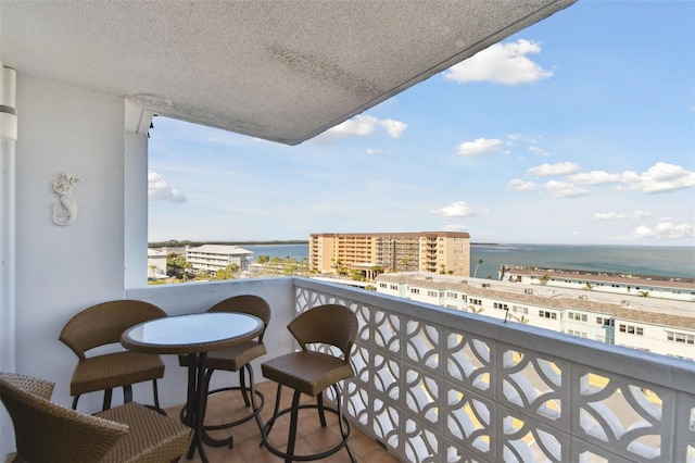 balcony with a water view