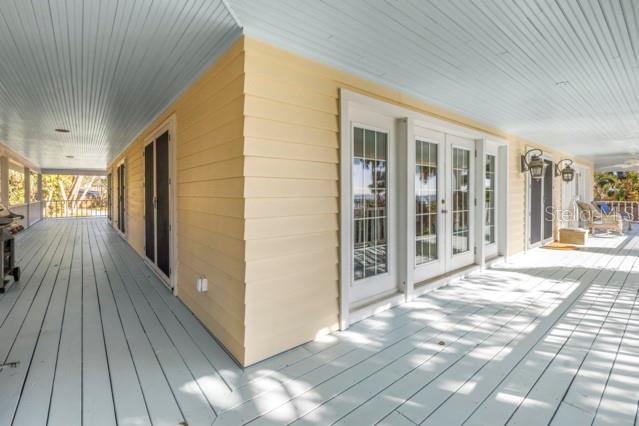 wooden terrace with french doors