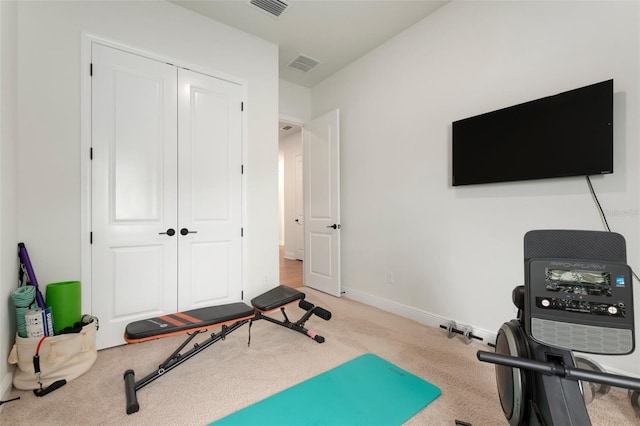 exercise area with carpet flooring