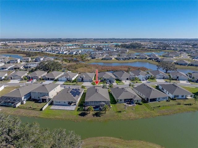 bird's eye view featuring a water view