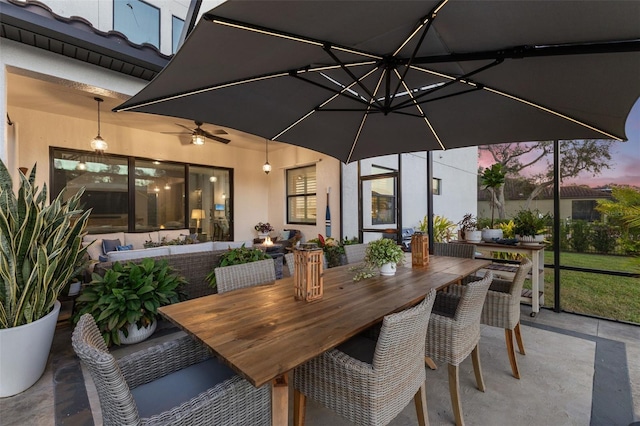 view of patio featuring outdoor dining area and outdoor lounge area