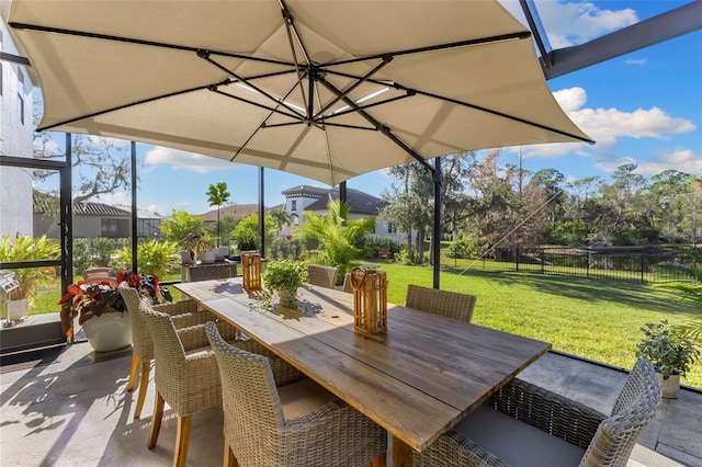 view of patio / terrace with outdoor dining area and a fenced backyard