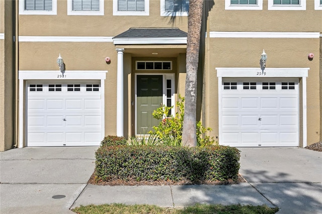 exterior space featuring a garage