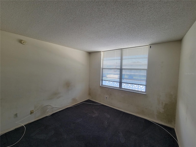 unfurnished room with carpet floors and a textured ceiling