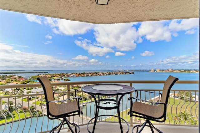 balcony with a water view