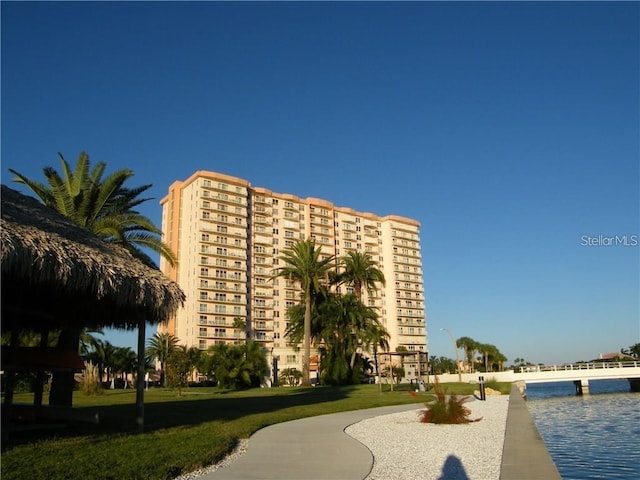 view of property with a water view