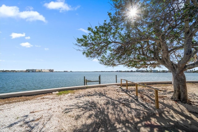 view of dock featuring a water view