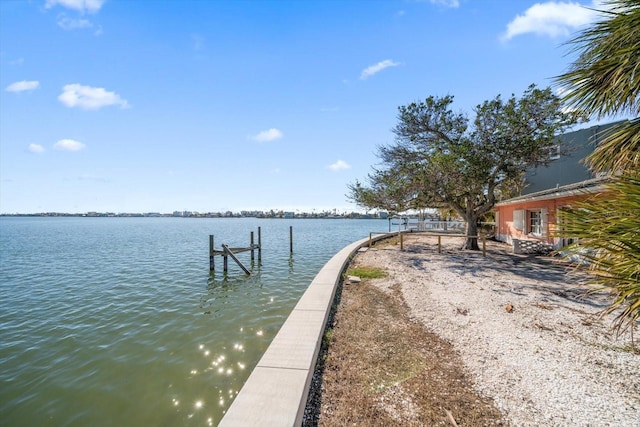 dock area featuring a water view