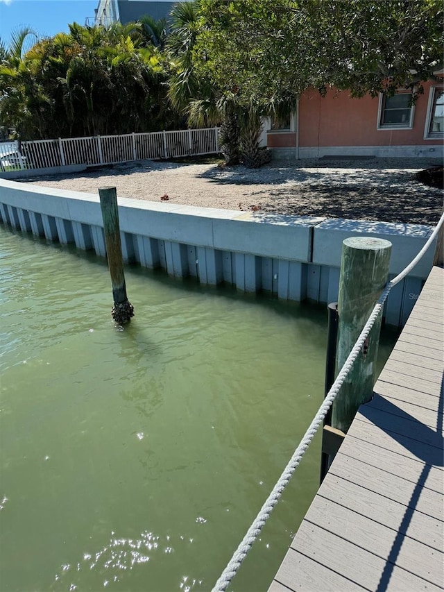 view of dock featuring a water view