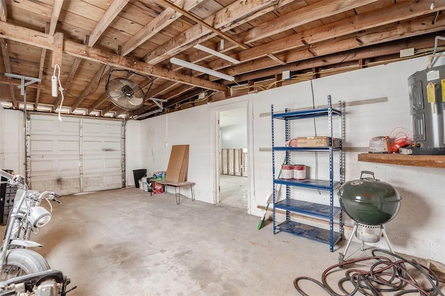 garage featuring electric water heater