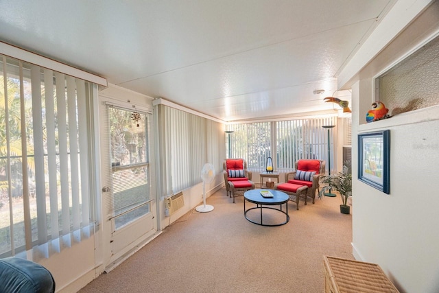 sunroom / solarium featuring an AC wall unit