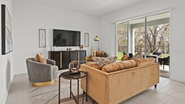 view of tiled living room