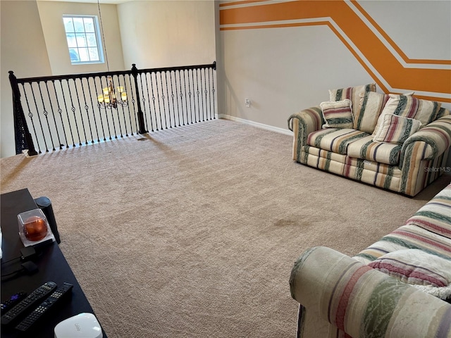 living room featuring carpet flooring