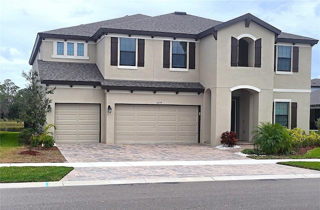 view of front of house with a garage