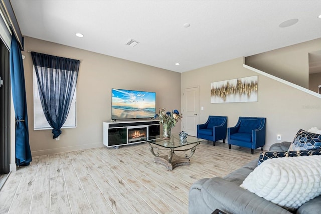 living room with hardwood / wood-style flooring