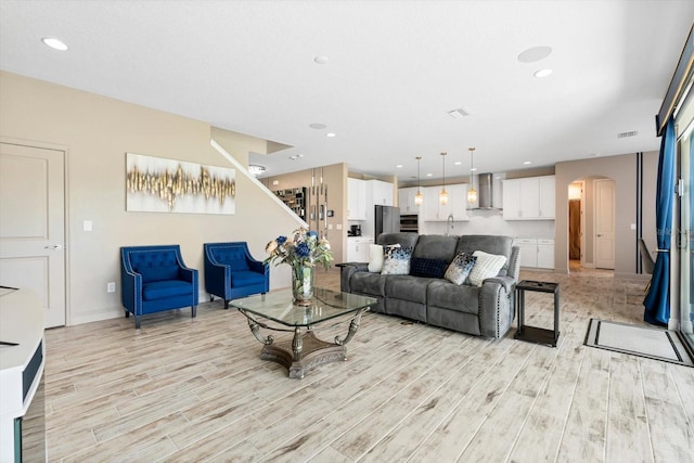 living room featuring light hardwood / wood-style floors