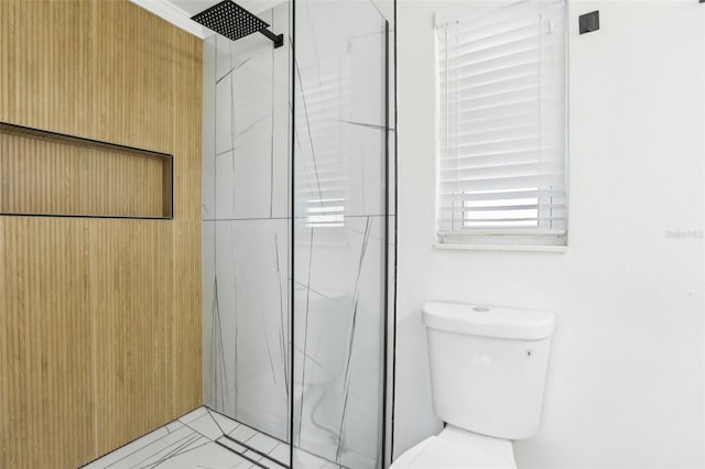 bathroom featuring toilet and walk in shower