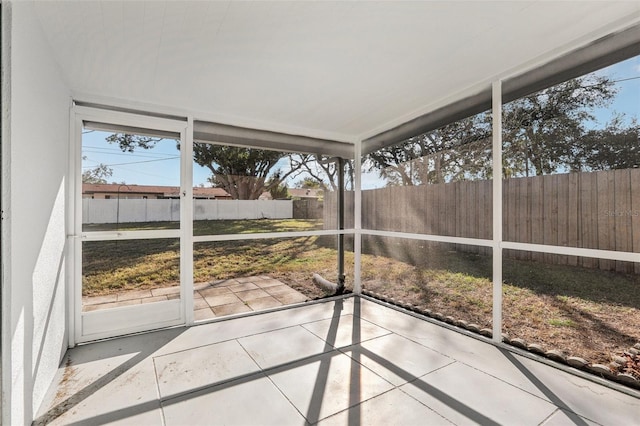 view of unfurnished sunroom