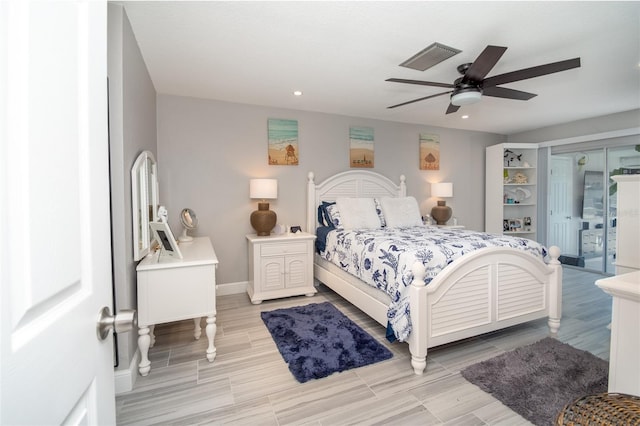 bedroom featuring ceiling fan