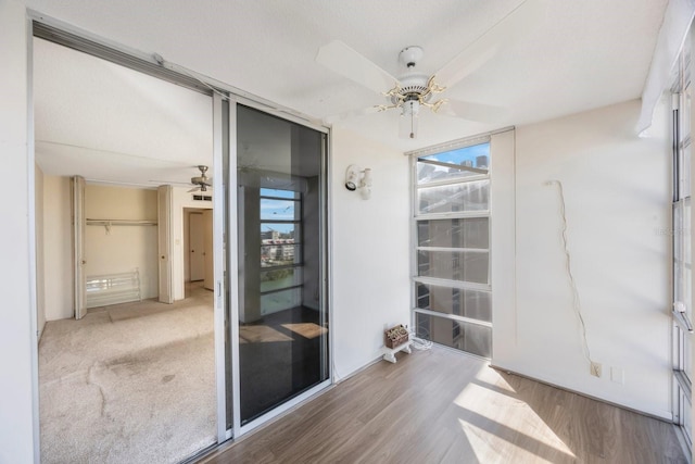 interior space with hardwood / wood-style flooring and ceiling fan