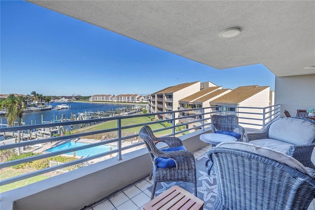 balcony with a water view