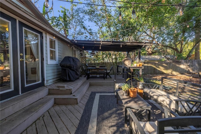 deck featuring area for grilling