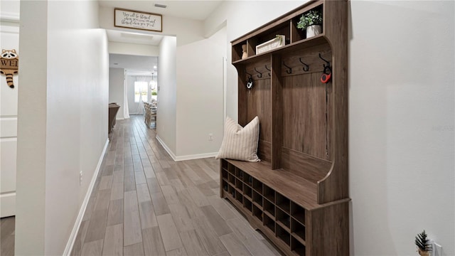 mudroom featuring light wood-type flooring