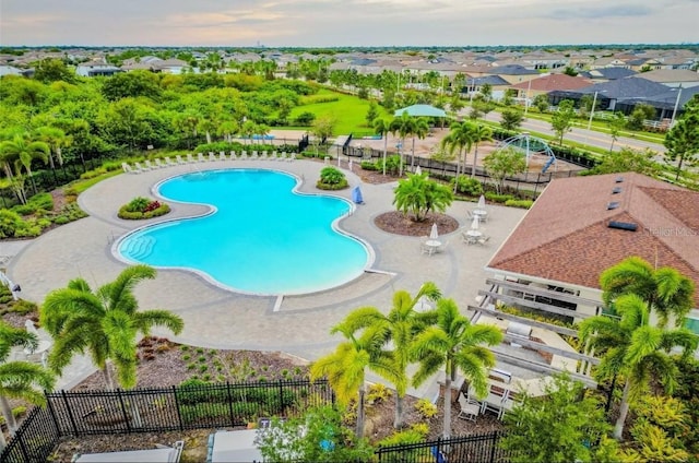 view of swimming pool with a patio