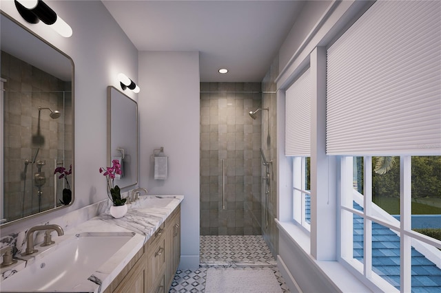 bathroom featuring vanity and walk in shower