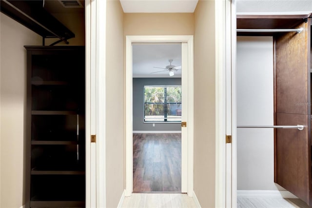 hall featuring light wood-type flooring