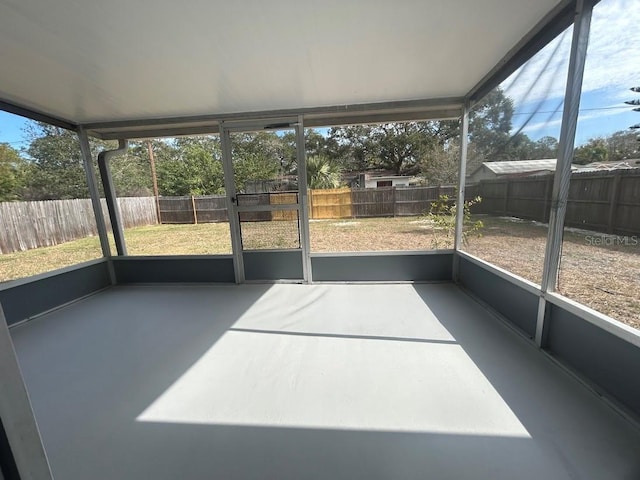 view of unfurnished sunroom