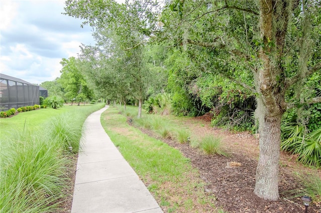 view of home's community with a lawn