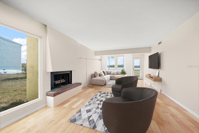 living room featuring light hardwood / wood-style floors