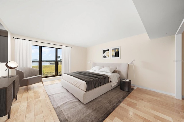 bedroom featuring light wood-type flooring