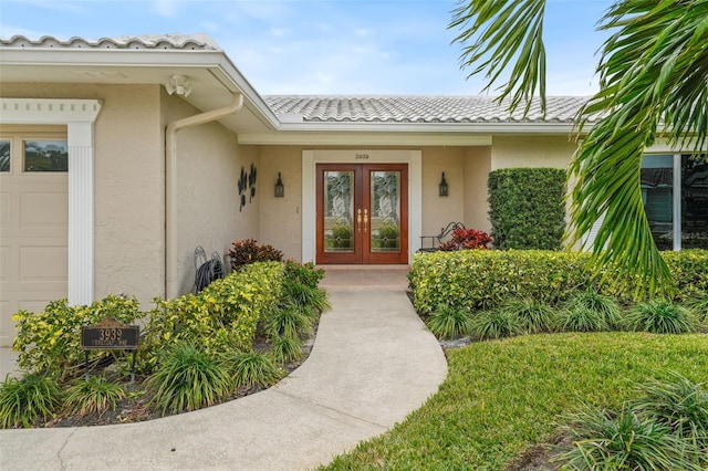 property entrance with french doors