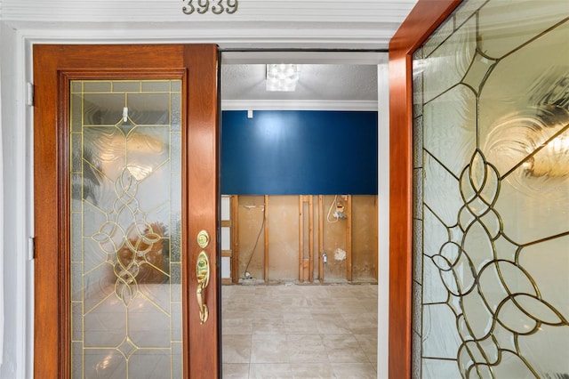 hallway with ornamental molding