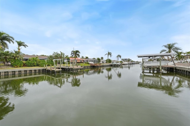 dock area featuring a water view