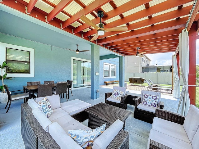 view of patio / terrace featuring an outdoor hangout area and ceiling fan