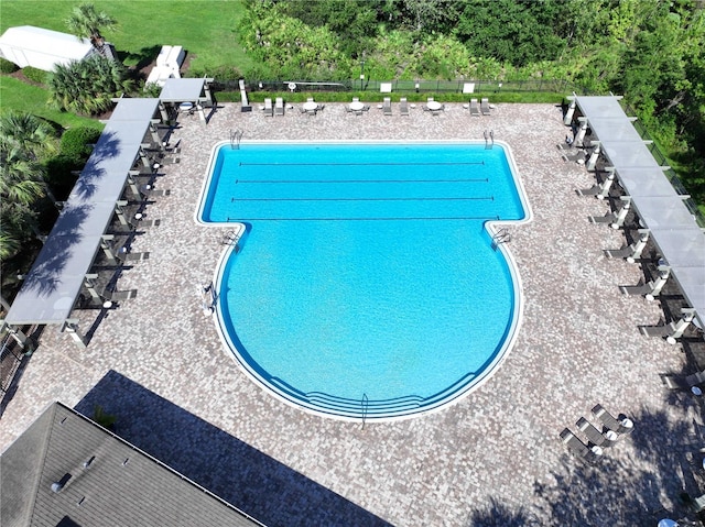 view of pool featuring a patio