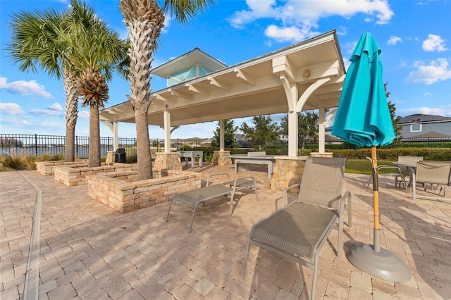 view of patio featuring exterior bar