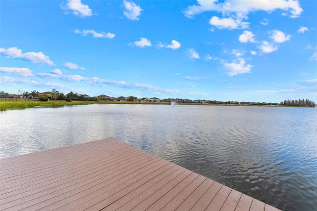 view of dock featuring a water view