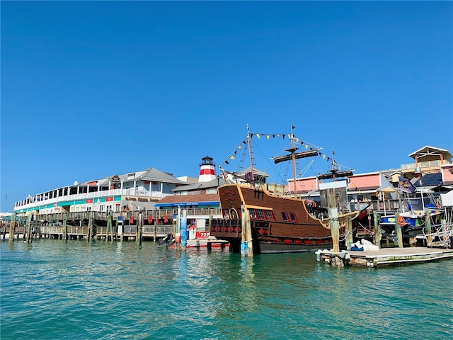 view of dock featuring a water view