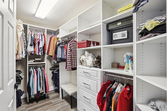 walk in closet featuring wood-type flooring