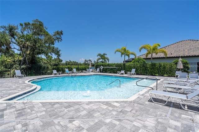 view of pool featuring a patio area