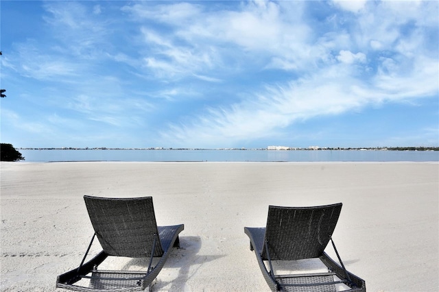 view of patio / terrace featuring a water view