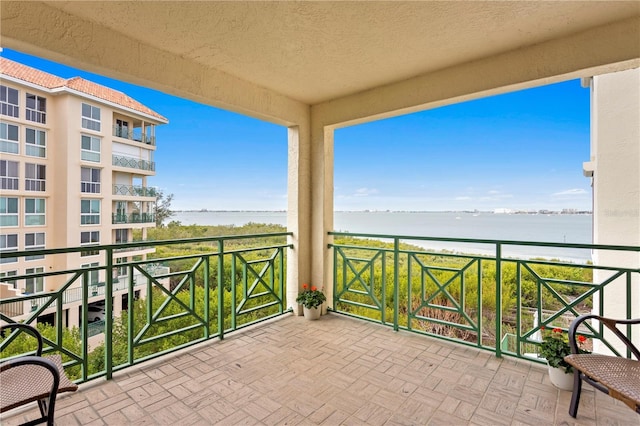 balcony with a water view