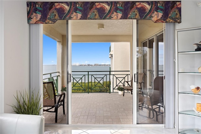 balcony with a water view